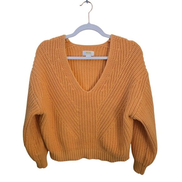 Anthropologie Maeve Sculptured Pullover Sweater Sherbet Orange Size S - Picture 2 of 10
